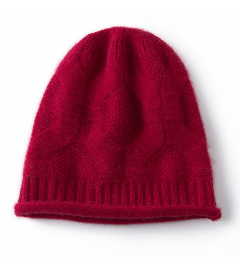 Cashmere Cable Knit Textured Cashmere Beanie Hat