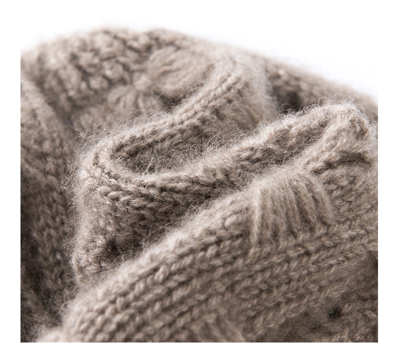 Cashmere Women's Textured Bow Knit Beanie Hat