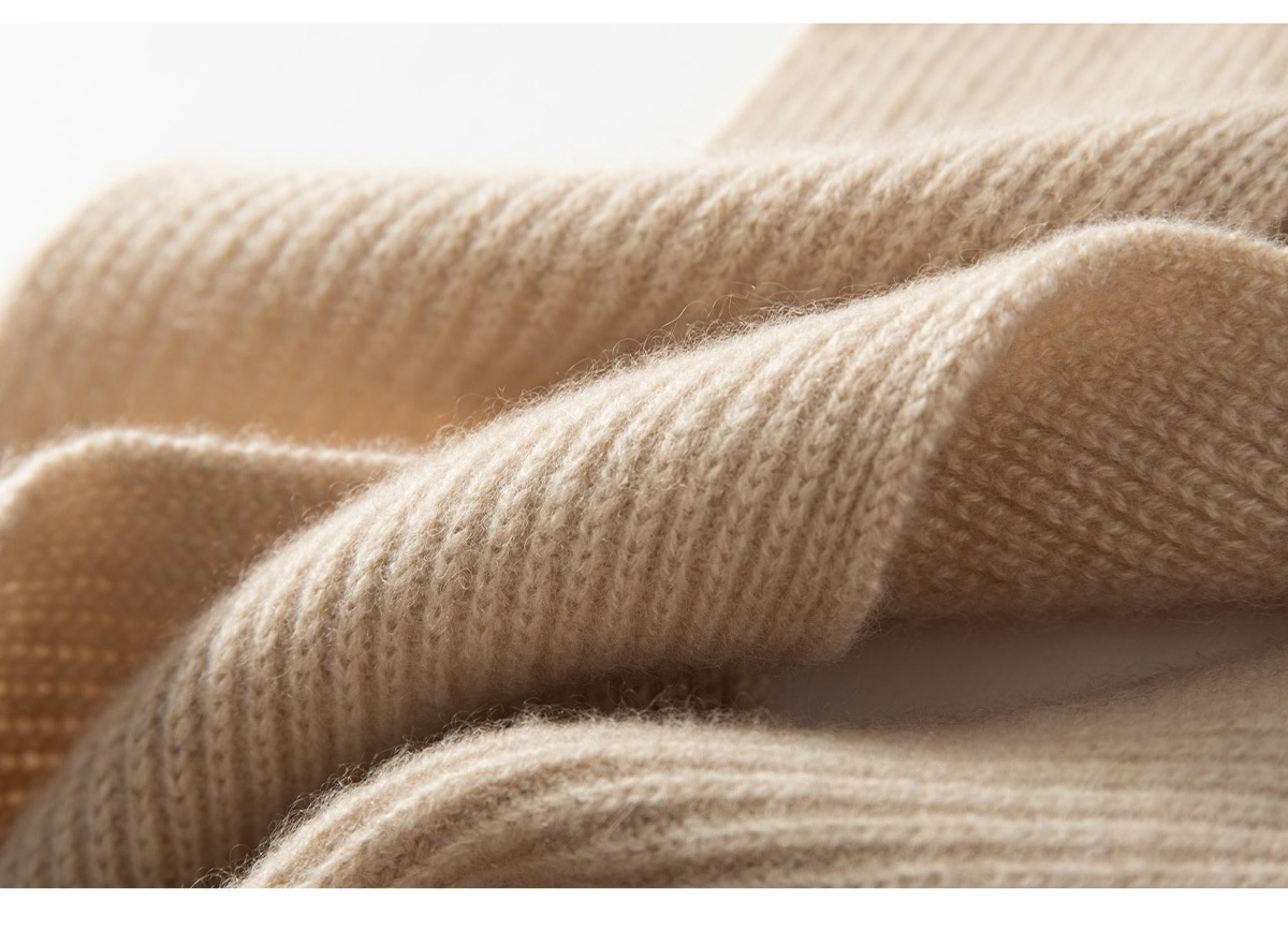 Cashmere Ribbed Knit Cross-Over Neck Warmer Scarf