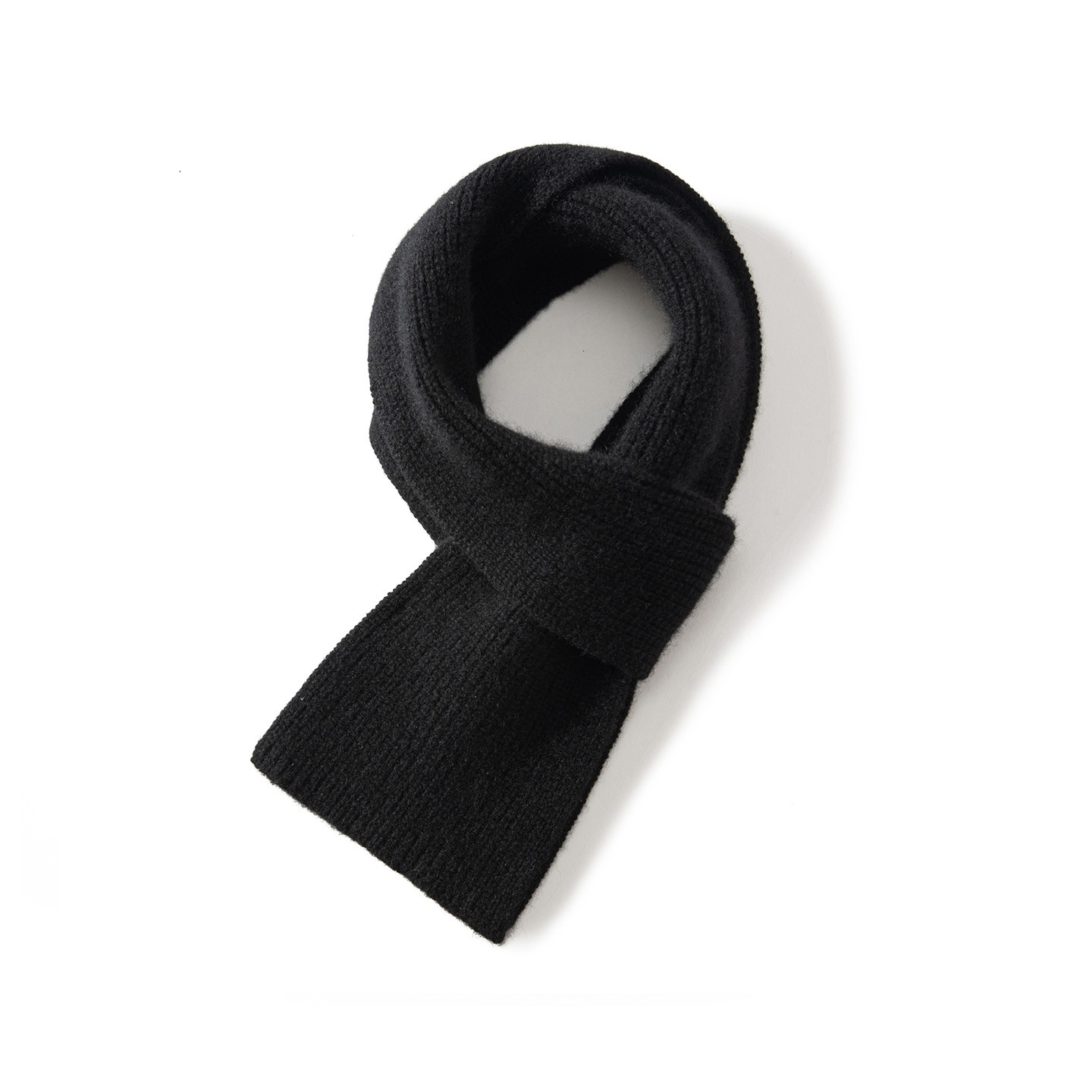 Cashmere Ribbed Knit Cross-Over Neck Warmer Scarf
