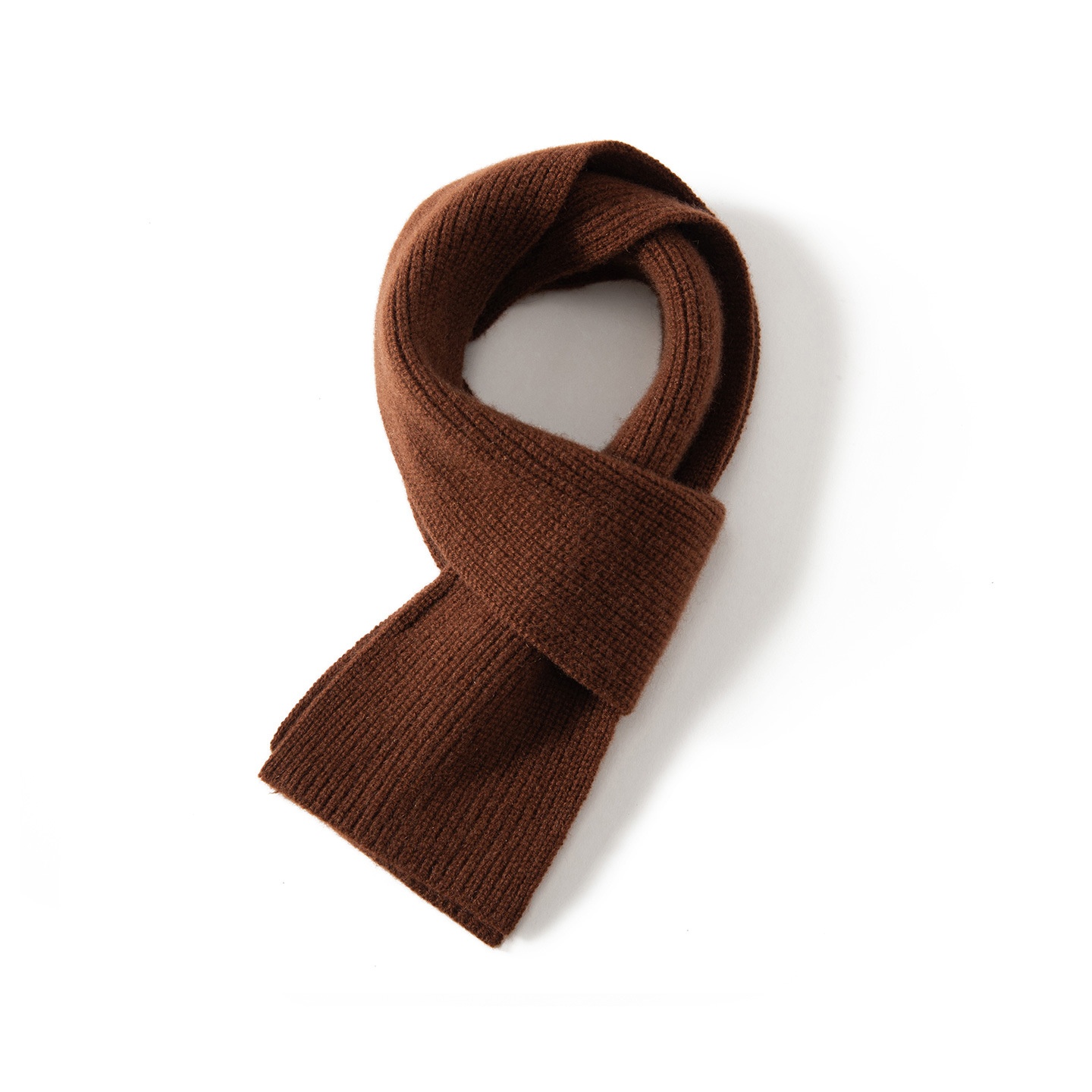 Cashmere Ribbed Knit Cross-Over Neck Warmer Scarf