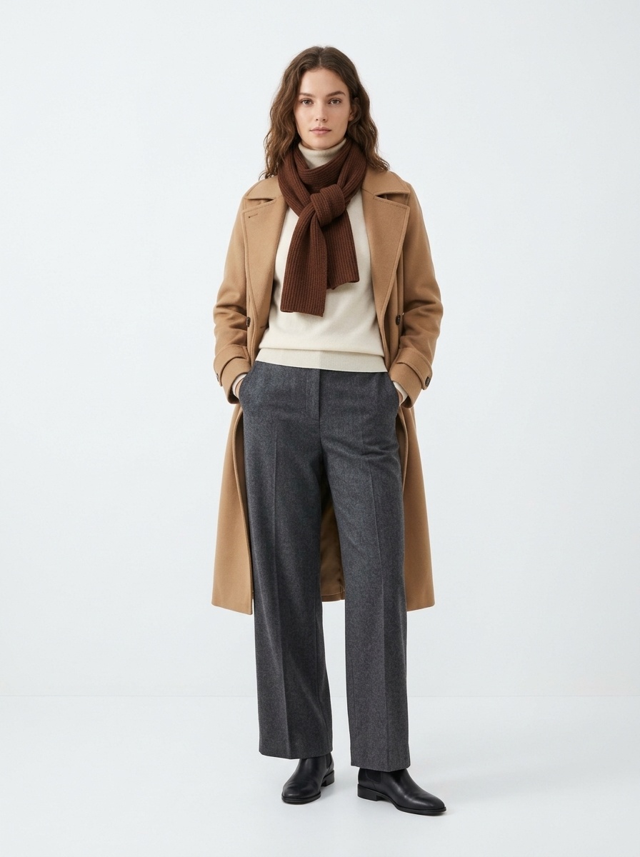 Cashmere Ribbed Knit Cross-Over Neck Warmer Scarf