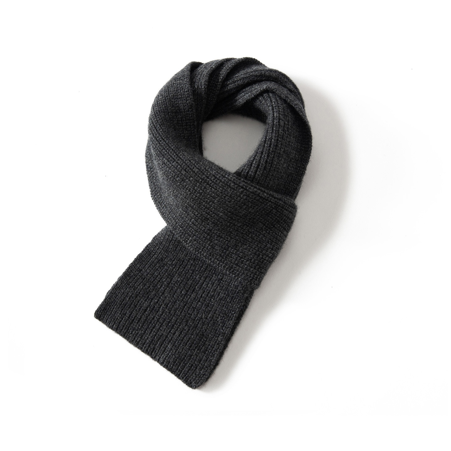 Cashmere Ribbed Knit Cross-Over Neck Warmer Scarf