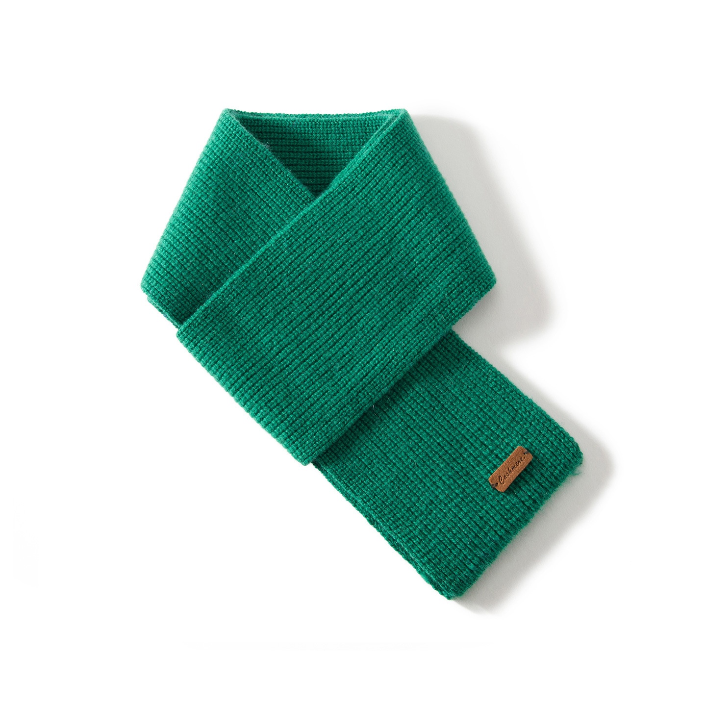 Cashmere Ribbed Knit Cross-Over Neck Warmer Scarf