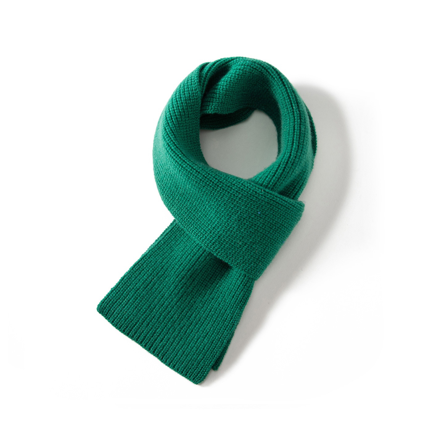 Cashmere Ribbed Knit Cross-Over Neck Warmer Scarf