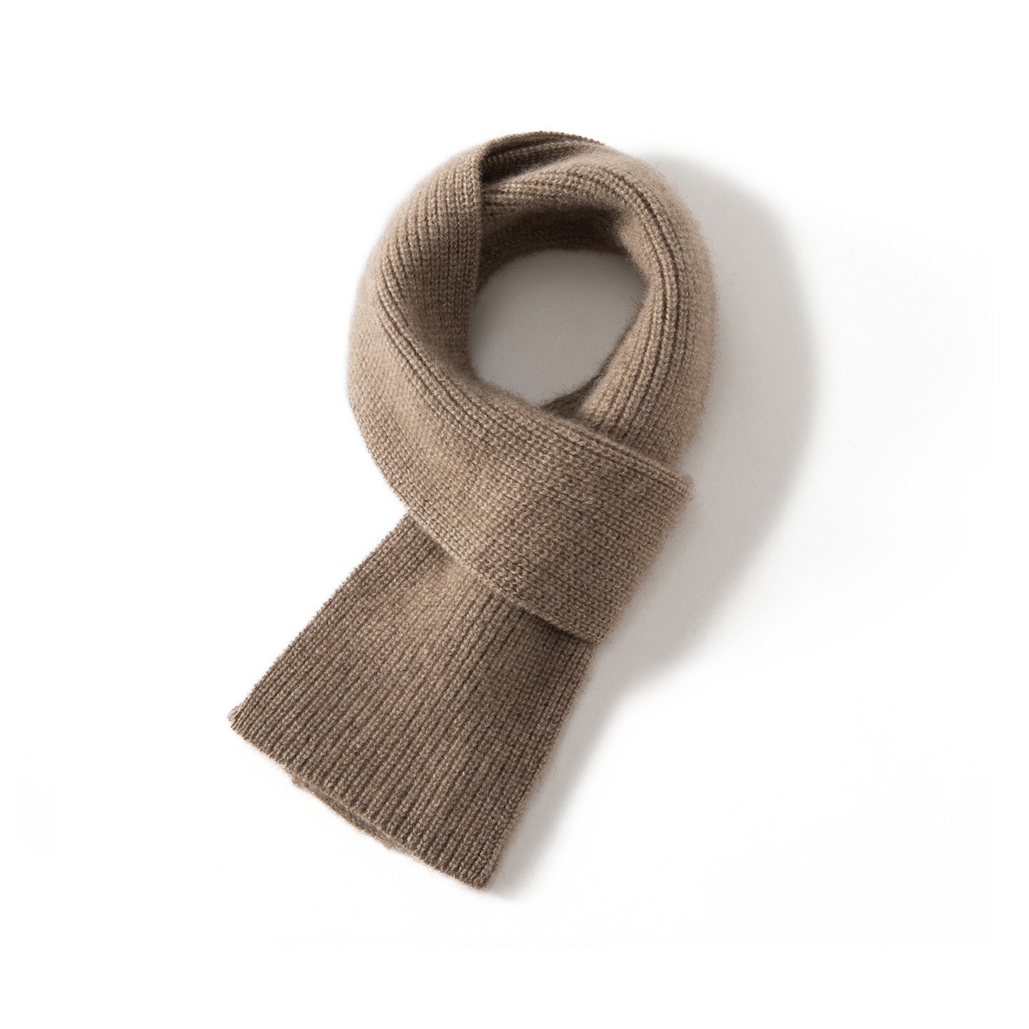 Cashmere Ribbed Knit Cross-Over Neck Warmer Scarf