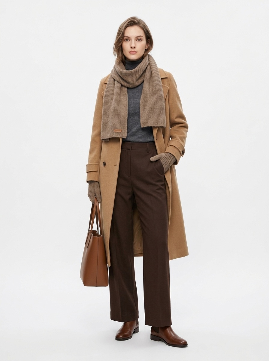 Cashmere Ribbed Knit Cross-Over Neck Warmer Scarf