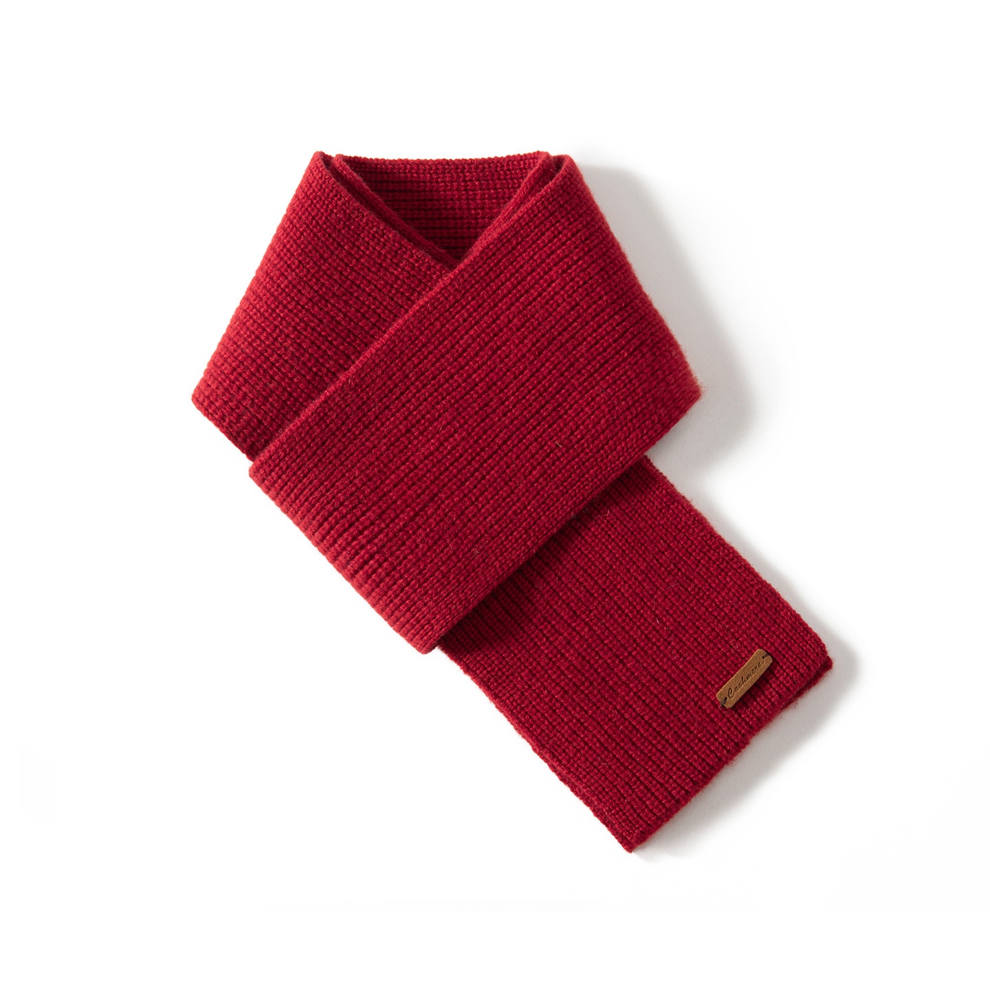 Cashmere Ribbed Knit Cross-Over Neck Warmer Scarf