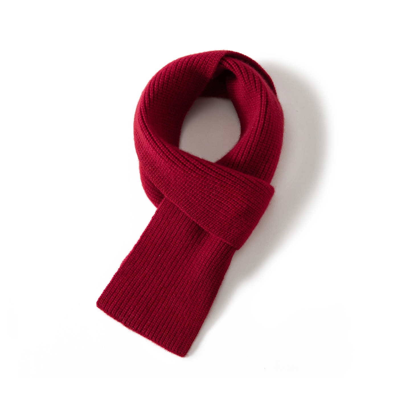Cashmere Ribbed Knit Cross-Over Neck Warmer Scarf