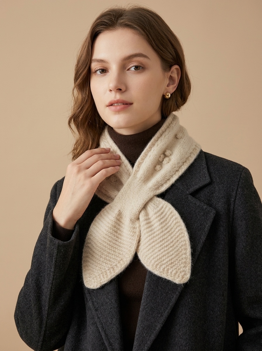 Cashmere Pure Cashmere Knitted Crossover Neck Scarf