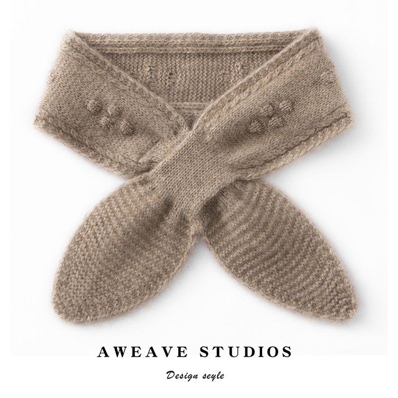 Cashmere Pure Cashmere Knitted Crossover Neck Scarf