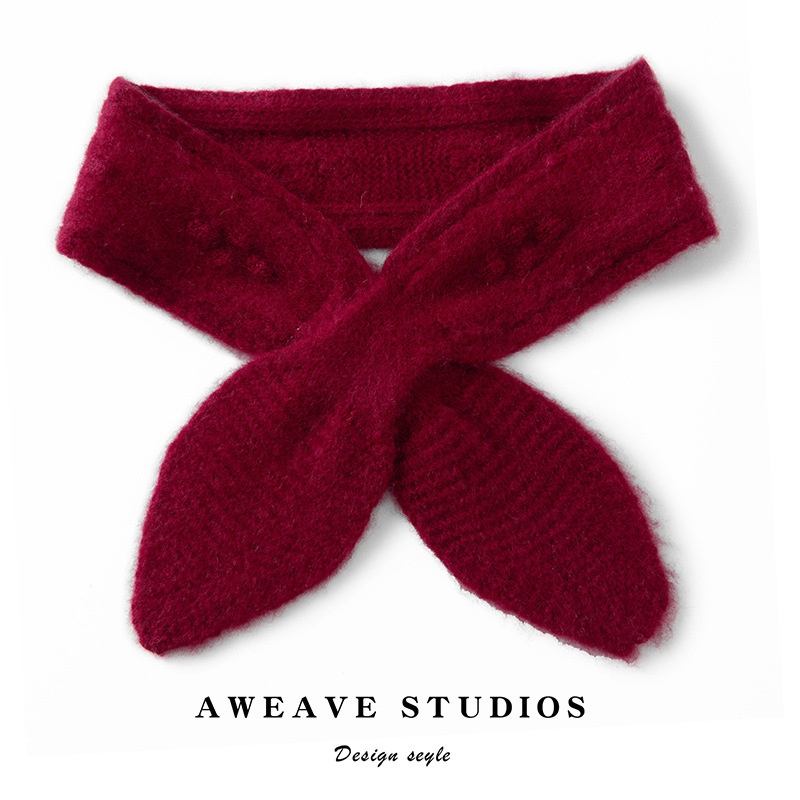 Cashmere Pure Cashmere Knitted Crossover Neck Scarf