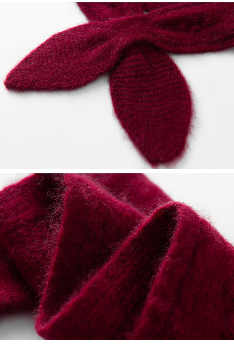 Cashmere Pure Cashmere Knitted Crossover Neck Scarf