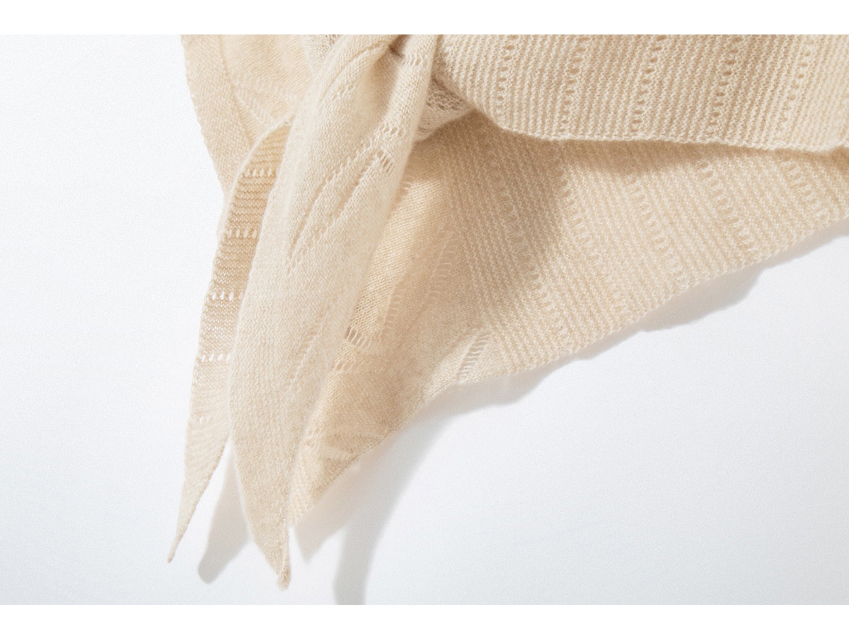 Cashmere Pointelle Knit Triangle Scarf Shawl