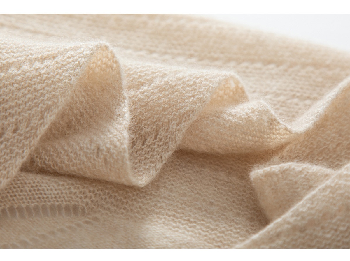 Cashmere Pointelle Knit Triangle Scarf Shawl