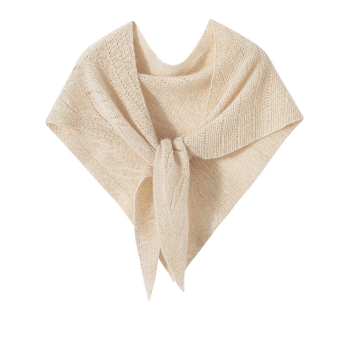 Cashmere Pointelle Knit Triangle Scarf Shawl