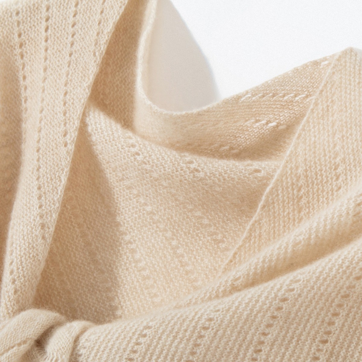 Cashmere Pointelle Knit Triangle Scarf Shawl