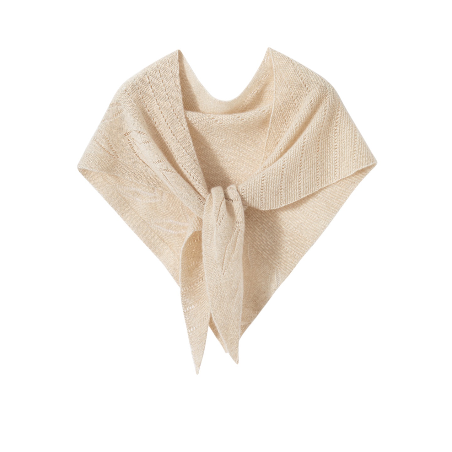 Cashmere Pointelle Knit Triangle Scarf Shawl