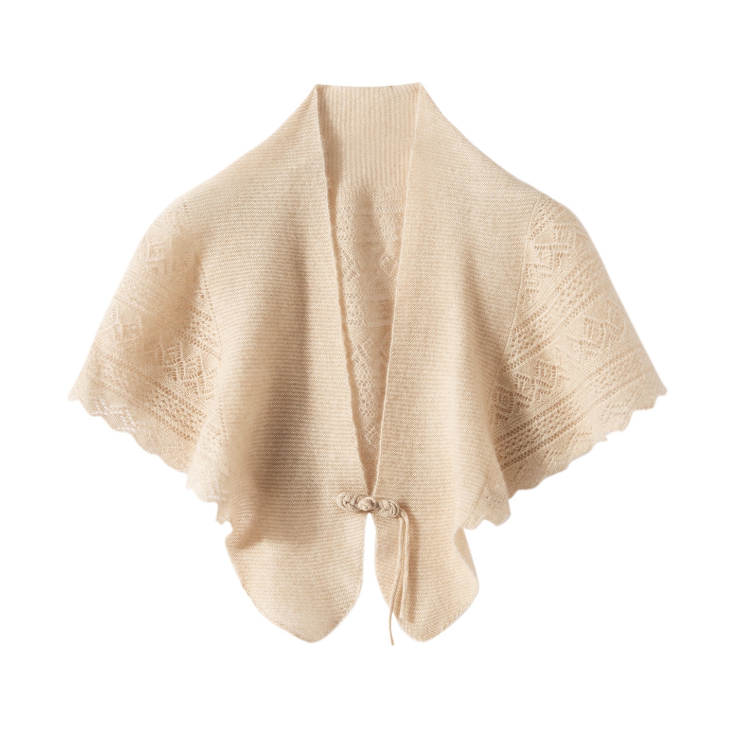 Cashmere Women's Knit Capelet Shrug Cardigan with Tie Closure