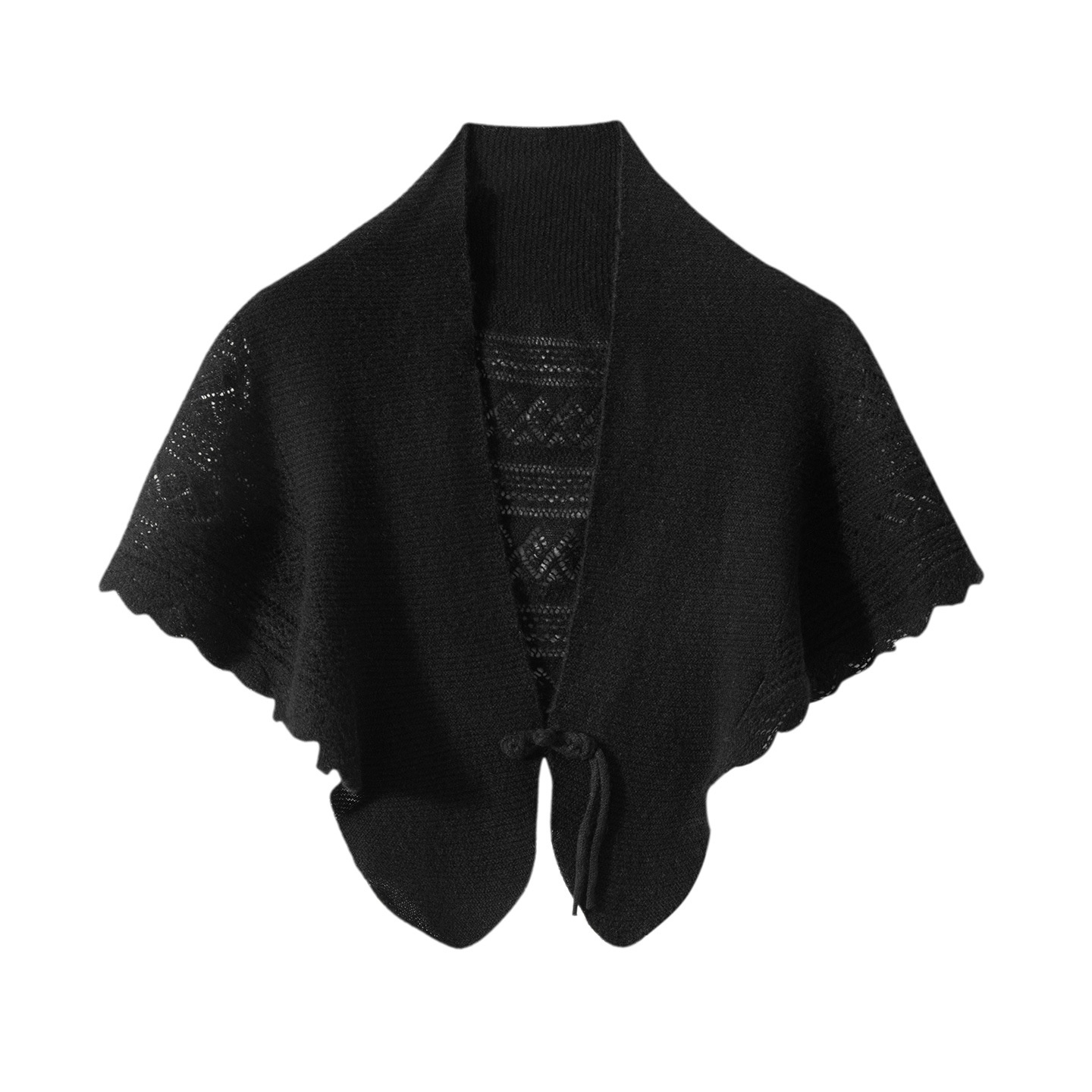 Cashmere Women's Knit Capelet Shrug Cardigan with Tie Closure