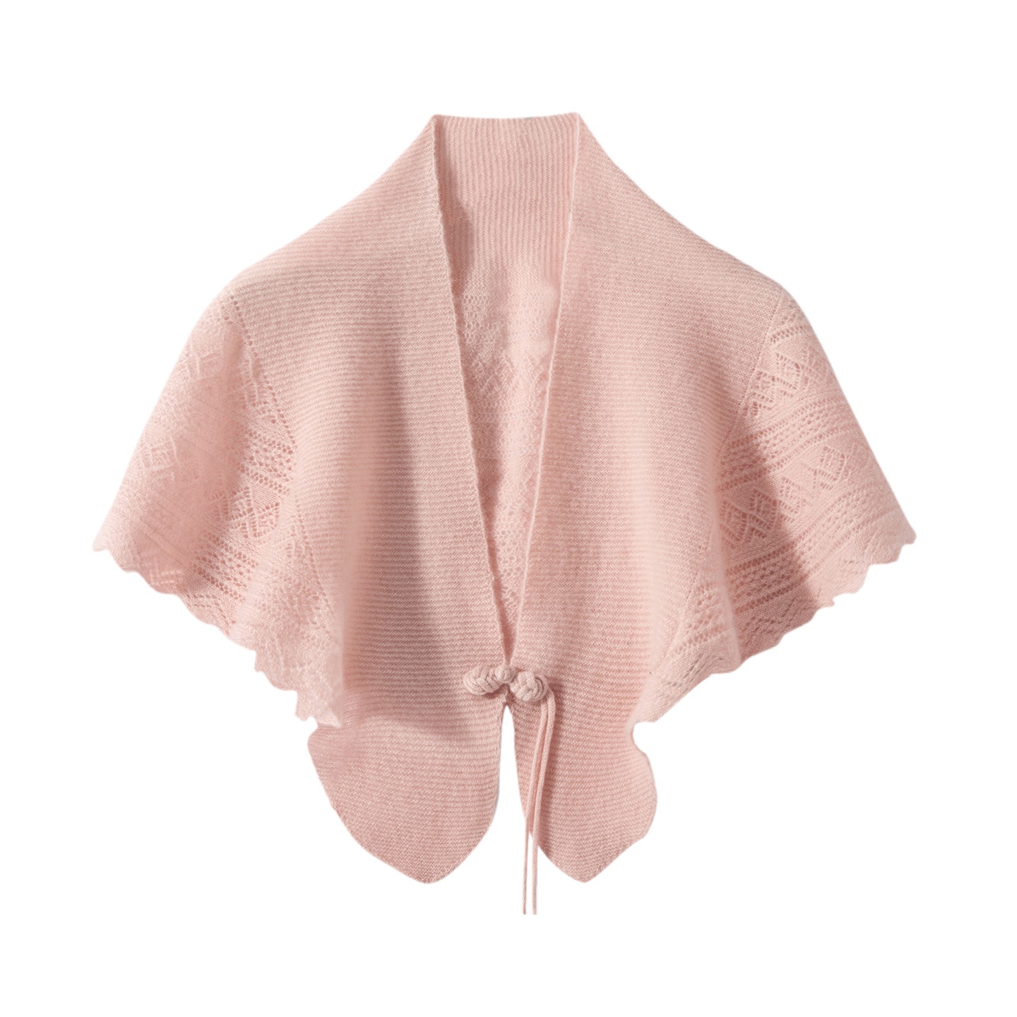 Cashmere Women's Knit Capelet Shrug Cardigan with Tie Closure