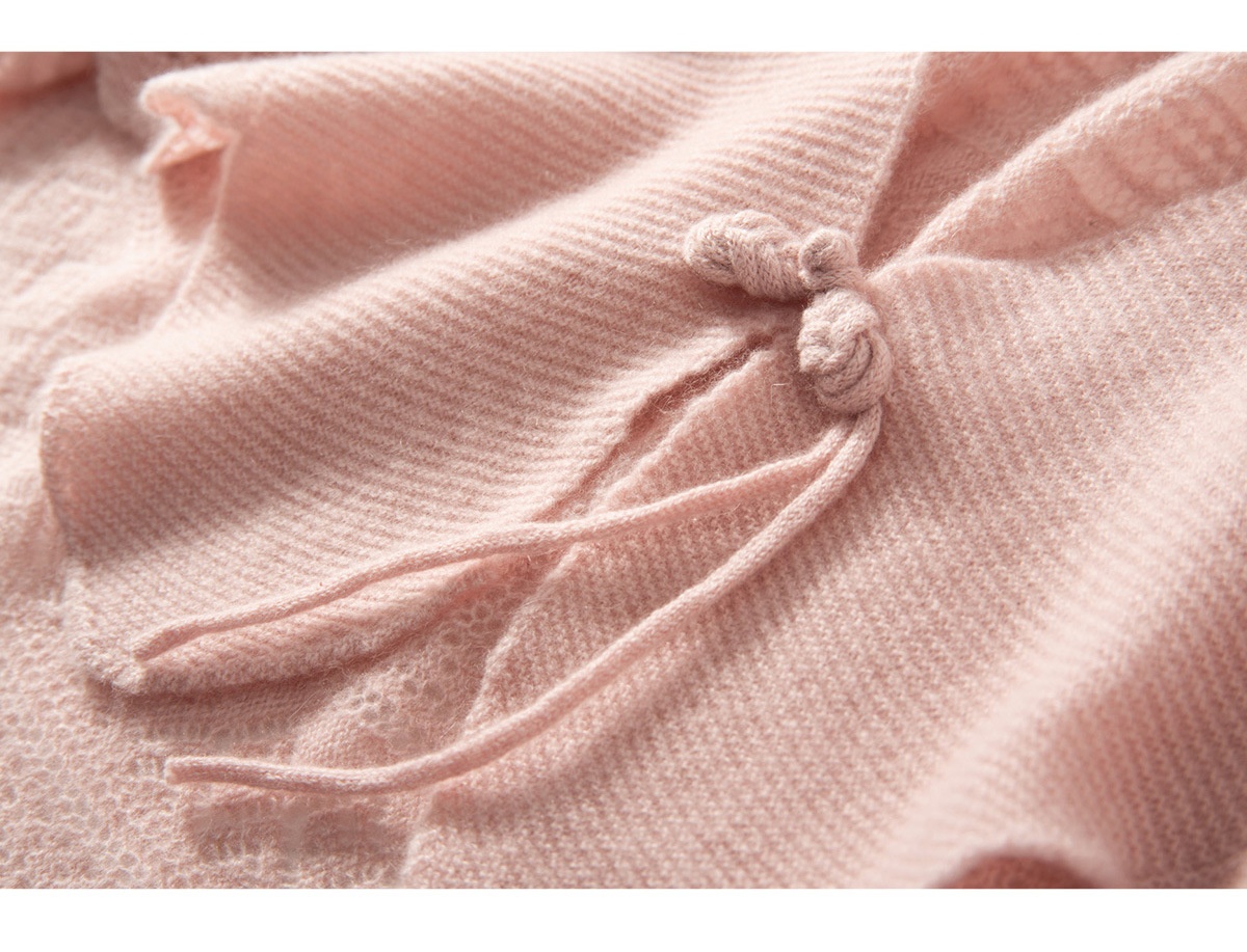 Cashmere Women's Knit Capelet Shrug Cardigan with Tie Closure