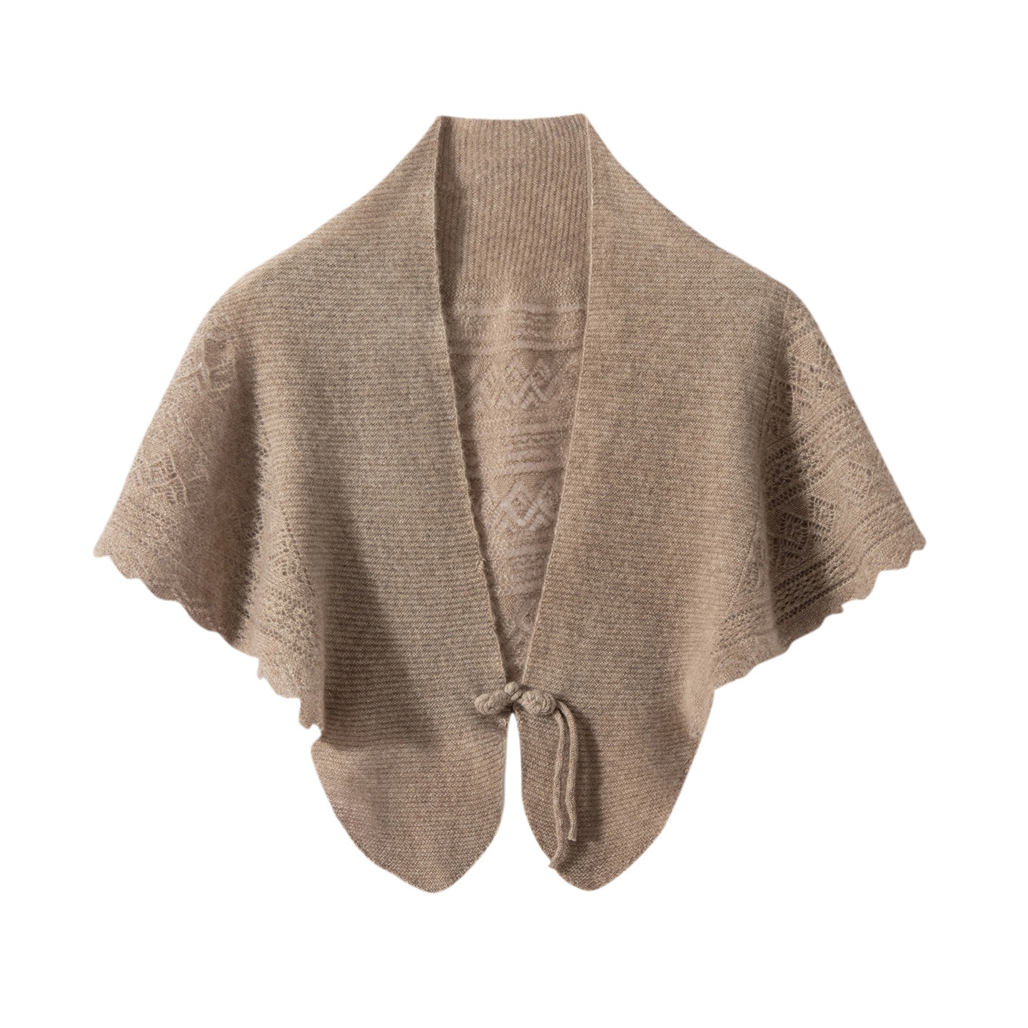 Cashmere Women's Knit Capelet Shrug Cardigan with Tie Closure