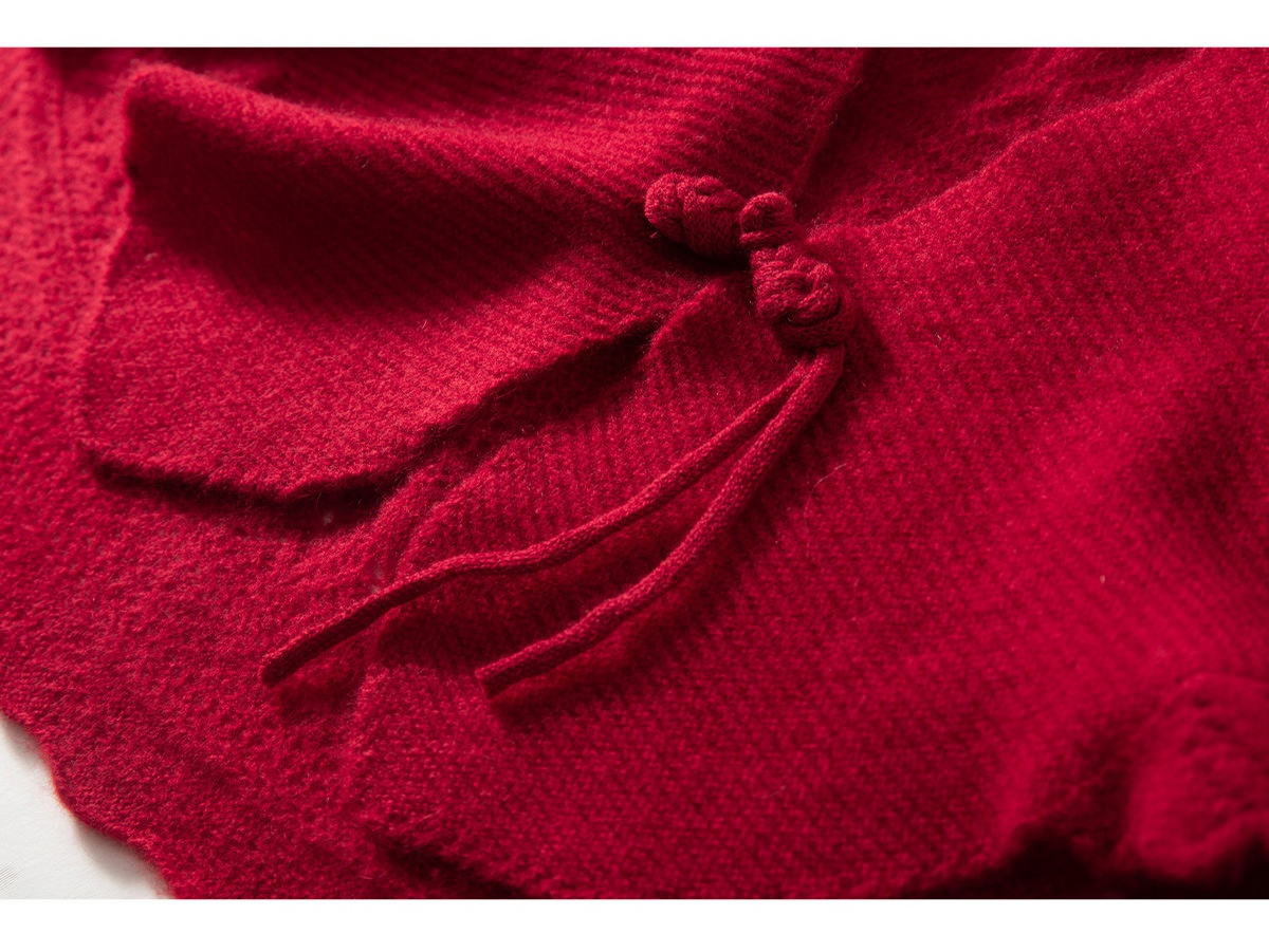 Cashmere Women's Knit Capelet Shrug Cardigan with Tie Closure