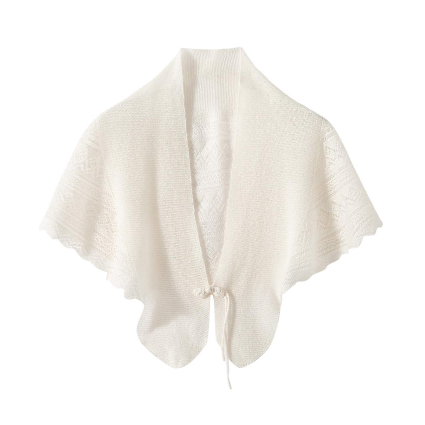 Cashmere Women's Knit Capelet Shrug Cardigan with Tie Closure