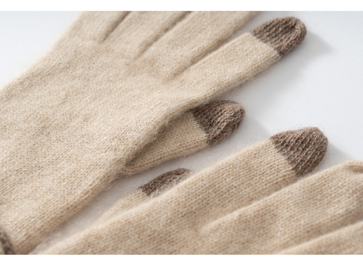 Cashmere Women's Knit Touchscreen Gloves with Bow Accent