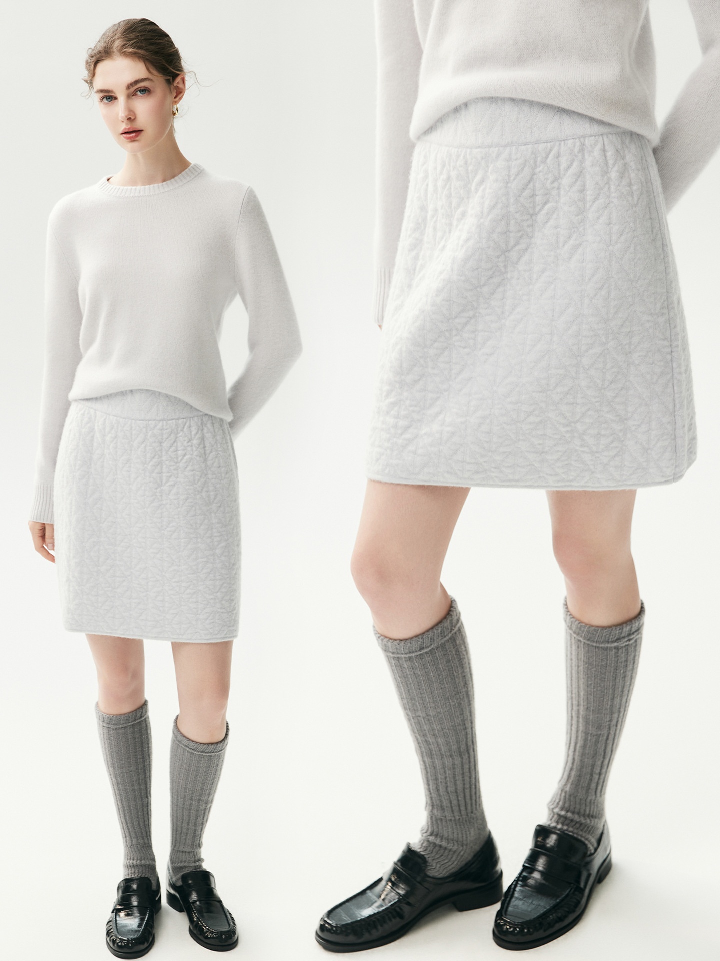 Cashmere Women's Textured Knit Mini A-Line Skirt