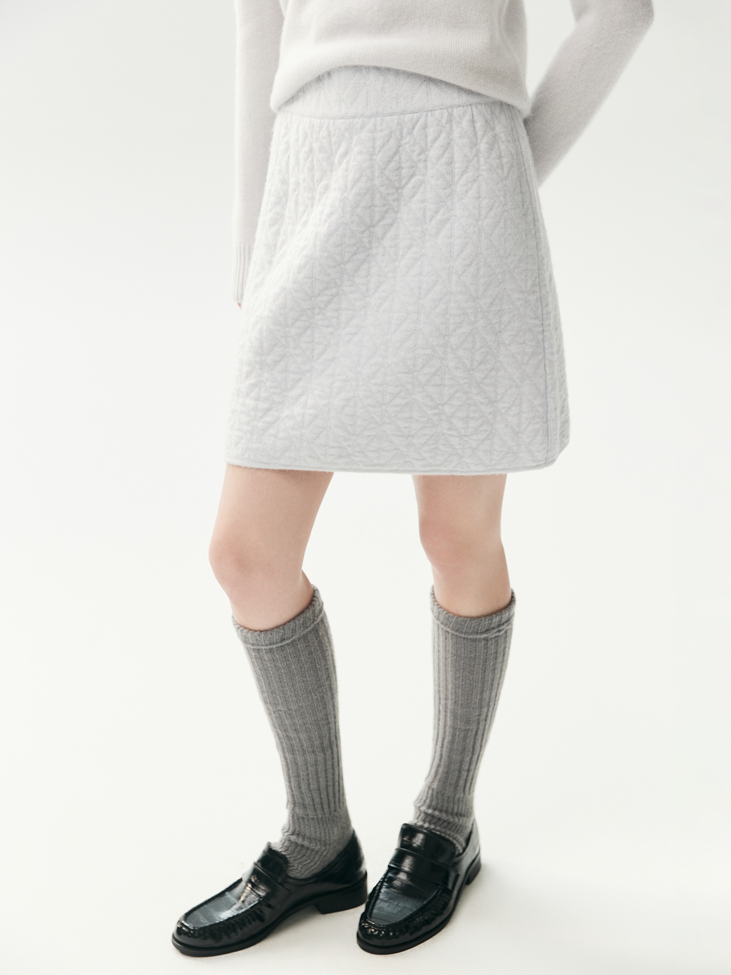 Cashmere Women's Textured Knit Mini A-Line Skirt