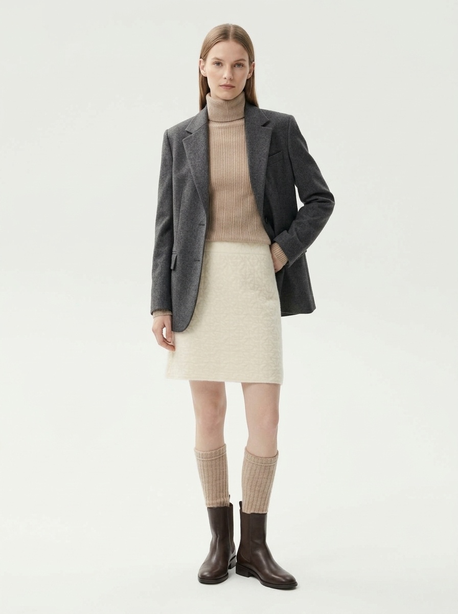 Cashmere Women's Textured Knit Mini A-Line Skirt