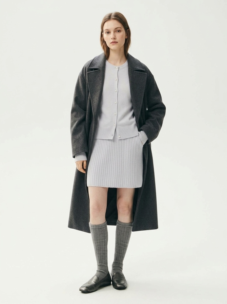 Cashmere Women's High Waist Ribbed Knit Cashmere Mini Skirt