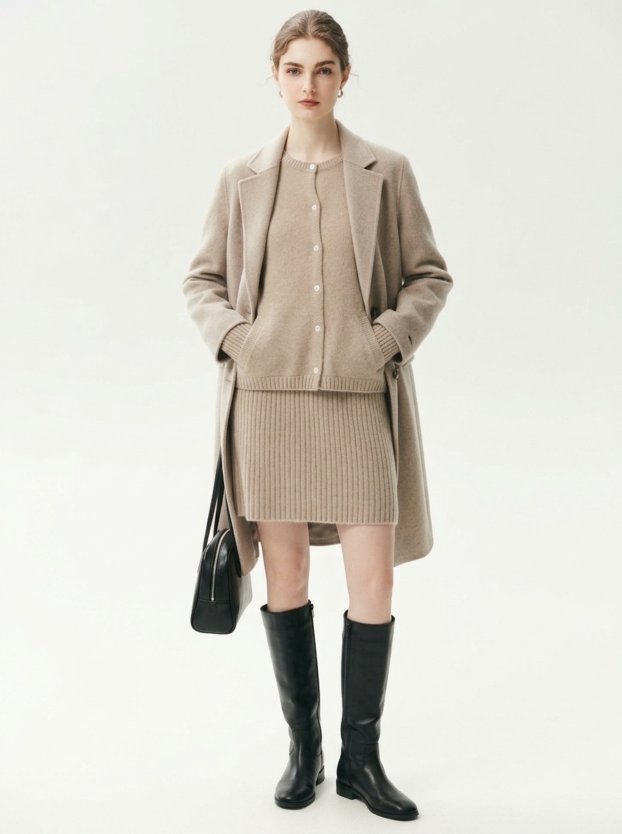 Cashmere Women's High Waist Ribbed Knit Cashmere Mini Skirt