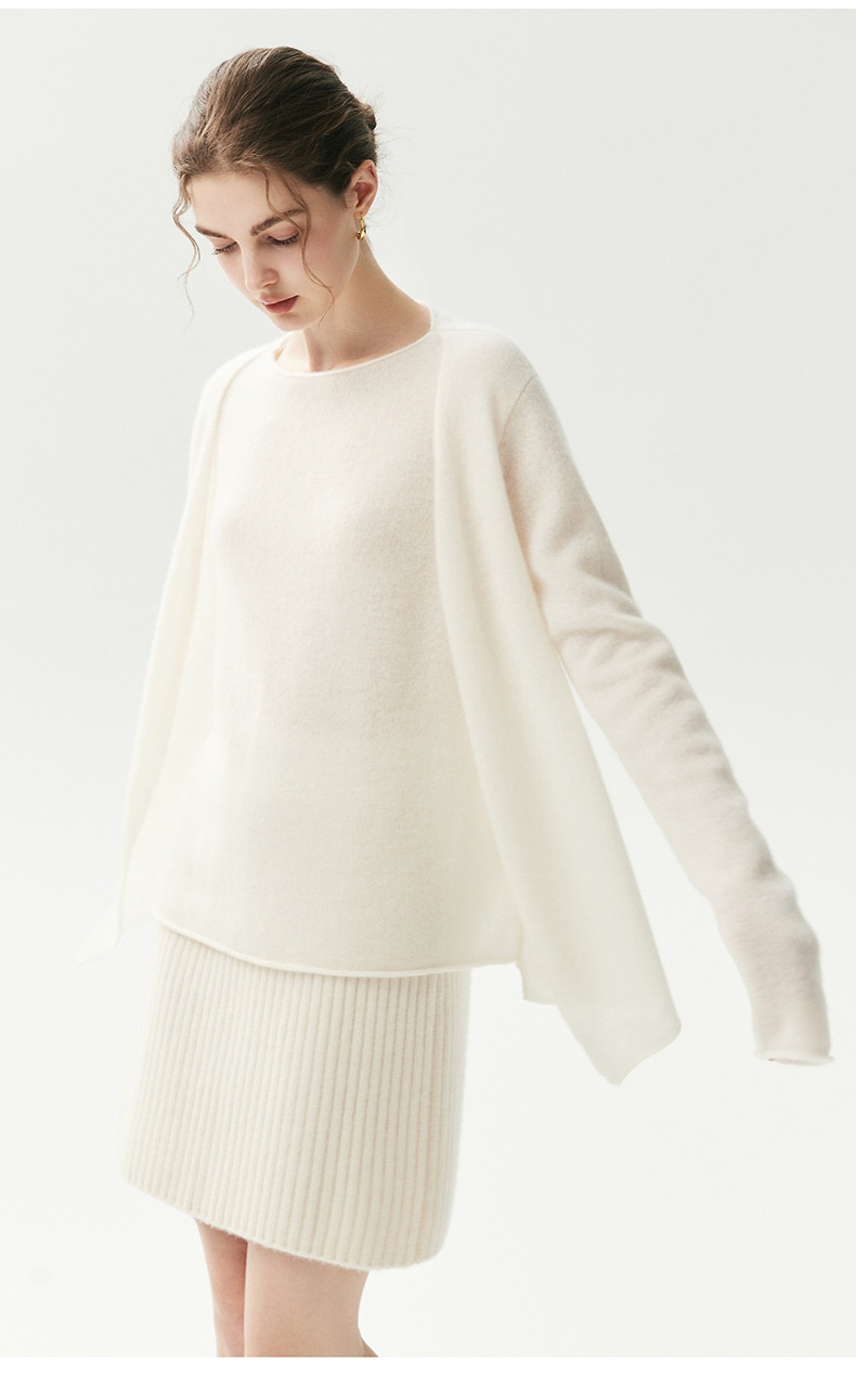 Cashmere Women's High Waist Ribbed Knit Cashmere Mini Skirt