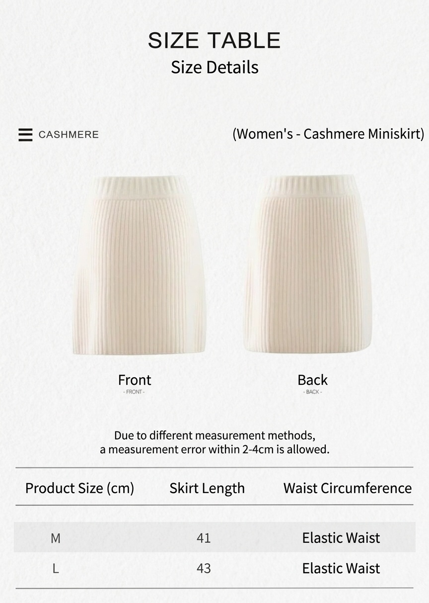 Cashmere Women's High Waist Ribbed Knit Cashmere Mini Skirt