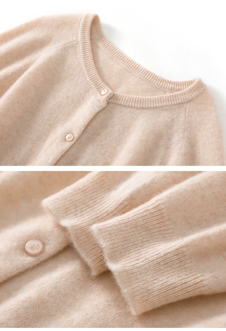 Cashmere Women's Crewneck Button-Down Cashmere Knit Cardigan