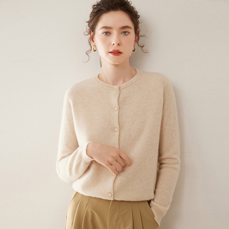 Cashmere Women's Crewneck Button-Down Cashmere Knit Cardigan