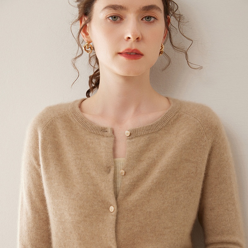 Cashmere Women's Crewneck Button-Down Cashmere Knit Cardigan