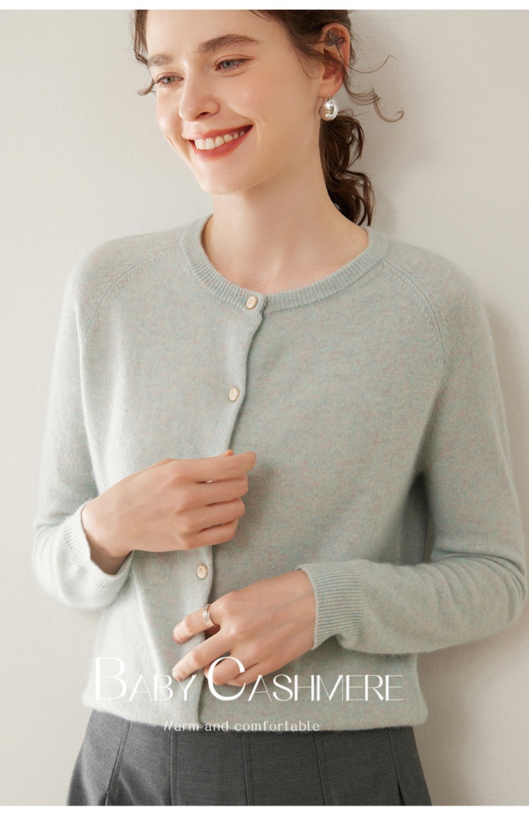 Cashmere Women's Crewneck Button-Down Cashmere Knit Cardigan
