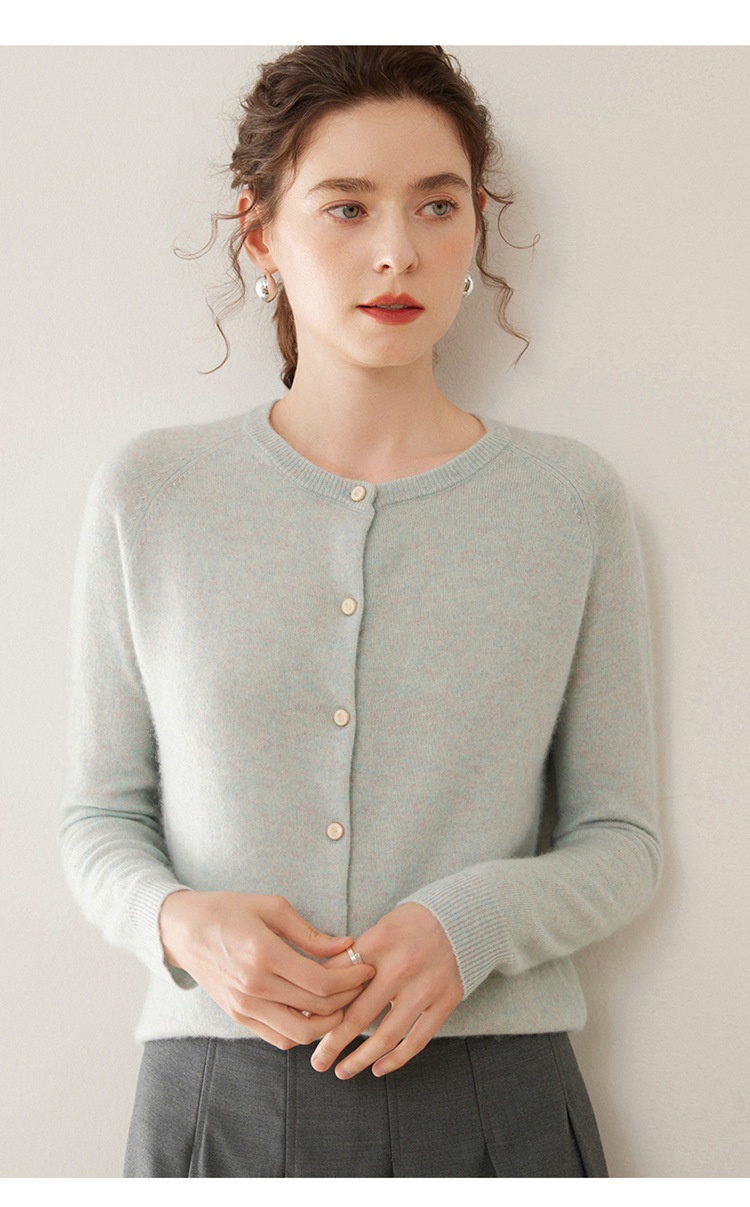 Cashmere Women's Crewneck Button-Down Cashmere Knit Cardigan
