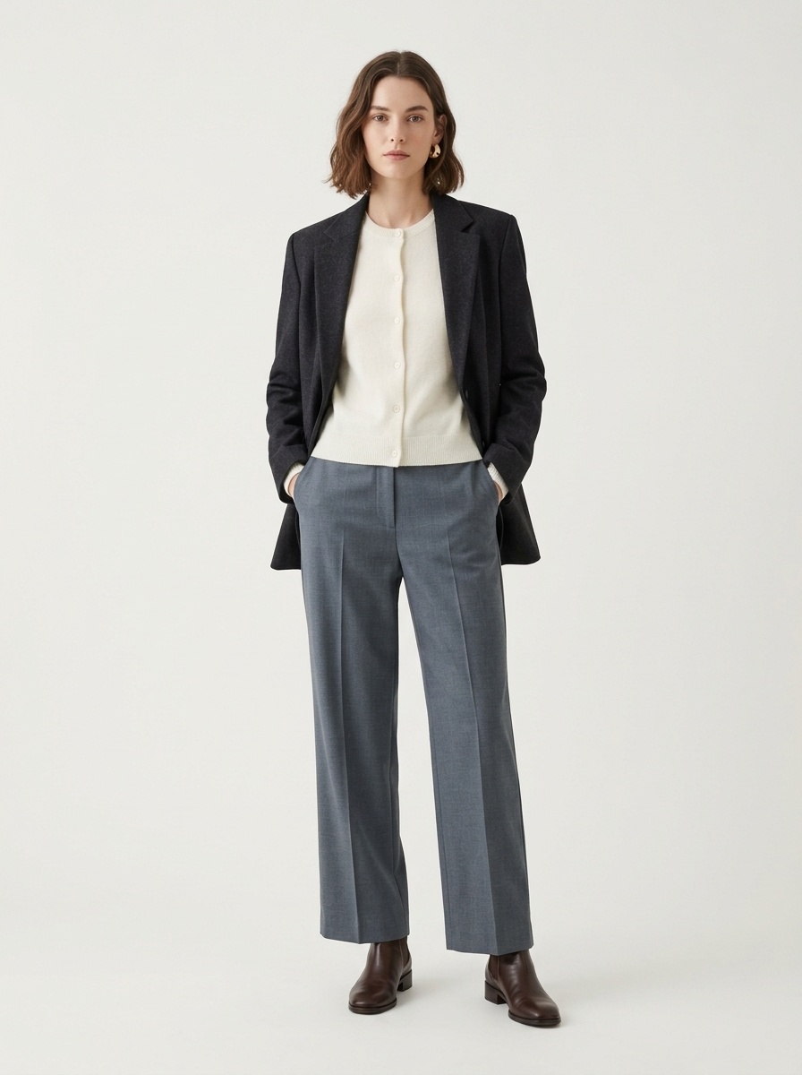 Cashmere Women's Crewneck Button-Down Cashmere Knit Cardigan