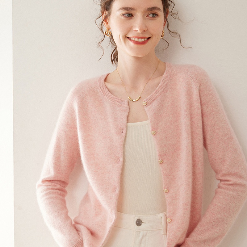 Cashmere Women's Crewneck Button-Down Cashmere Knit Cardigan