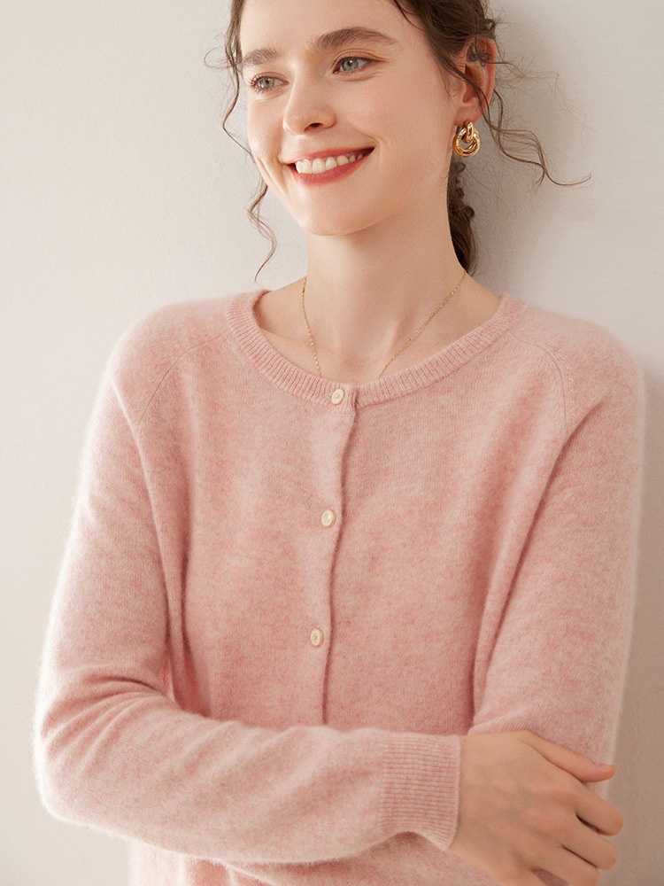 Cashmere Women's Crewneck Button-Down Cashmere Knit Cardigan