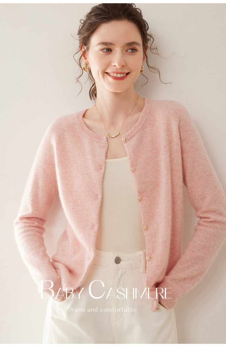 Cashmere Women's Crewneck Button-Down Cashmere Knit Cardigan