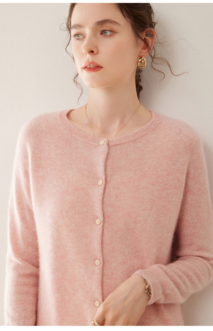 Cashmere Women's Crewneck Button-Down Cashmere Knit Cardigan