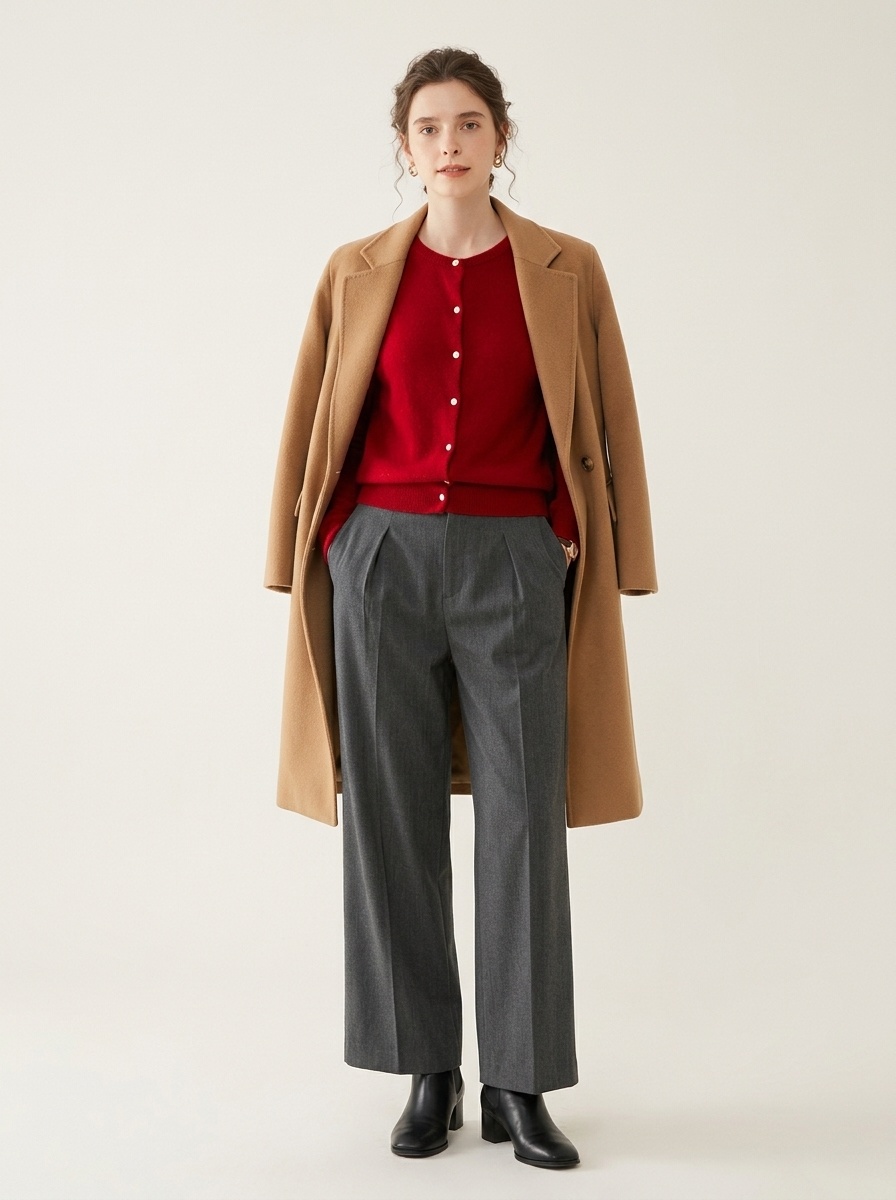 Cashmere Women's Crewneck Button-Down Cashmere Knit Cardigan