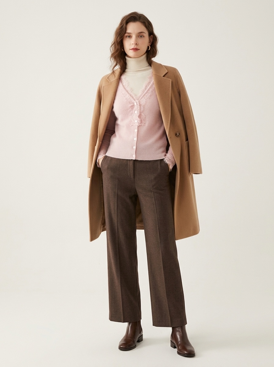 Cashmere Lace-Trimmed Knit V-Neck Cardigan Sweater