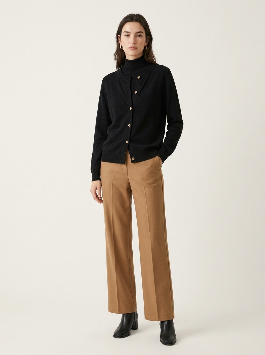 Cashmere Women Crewneck Button Knit Cardigan Sweater